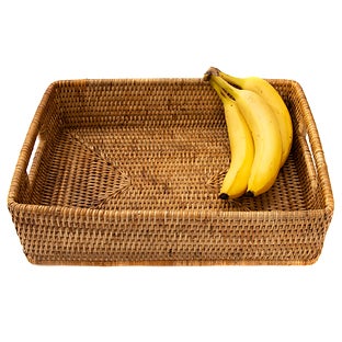 Artifacts Trading Company Artifacts Rattan Rectangular Storage Basket with Rounded Corners - White wash